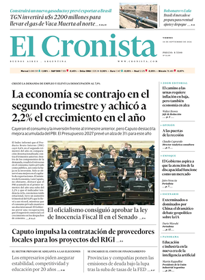 Tapa El Cronista de hoy - Diario economía