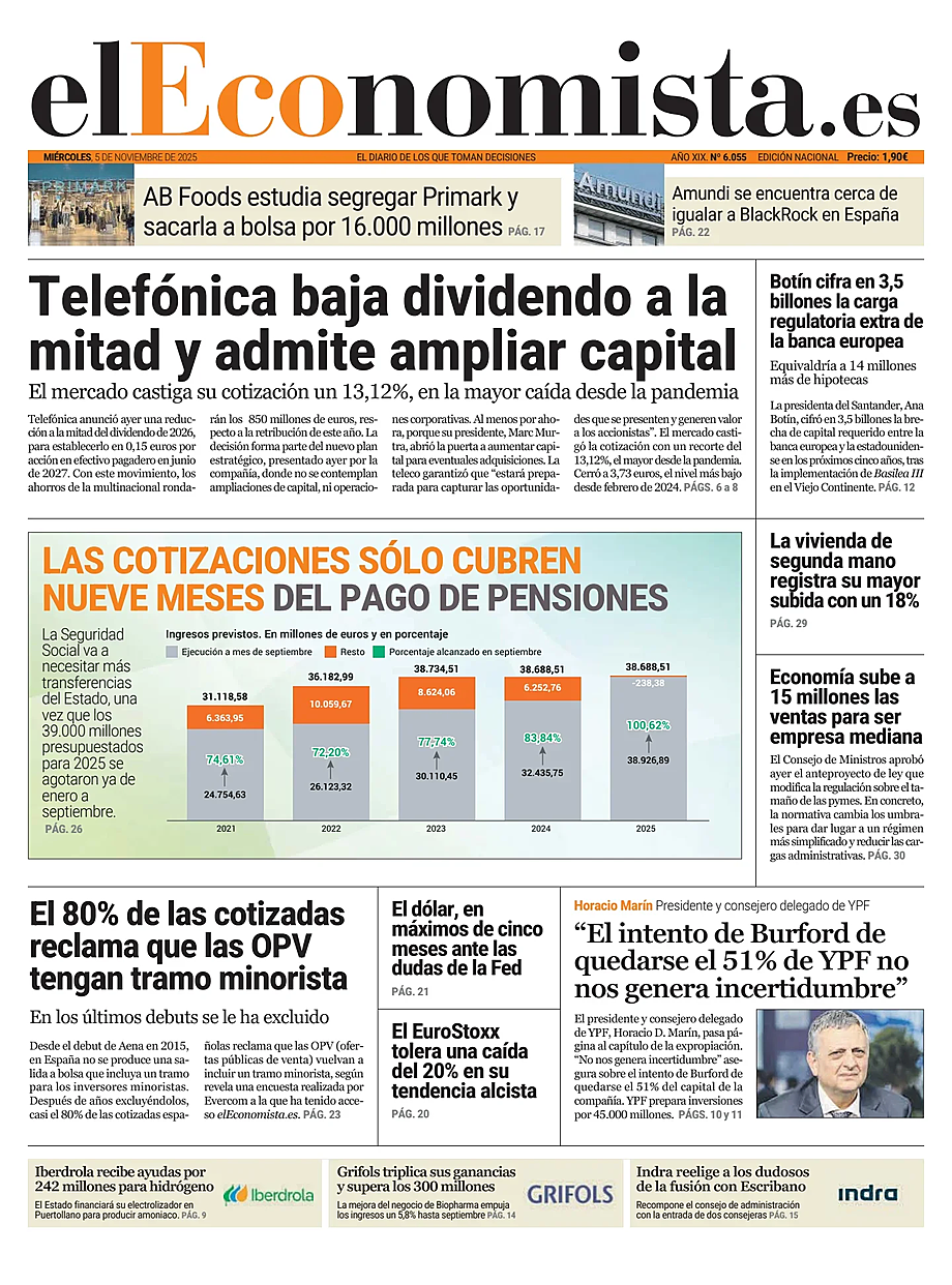 Prima pagina El Economista di oggi - Edicola 5 Novembre 2025