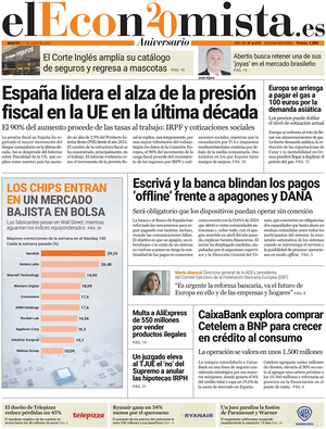 Prima pagina El Economista di oggi - Quotidiano finanza