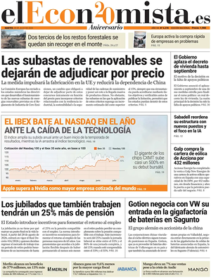 Prima pagina El Economista di oggi - Quotidiano finanza