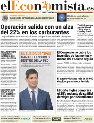 Prima pagina El Economista di oggi - Quotidiano finanza