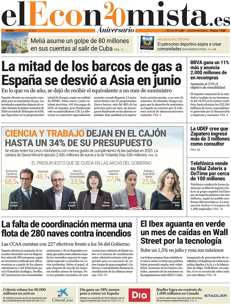 Portada El Economista de hoy - Quiosco 31 julio 2026