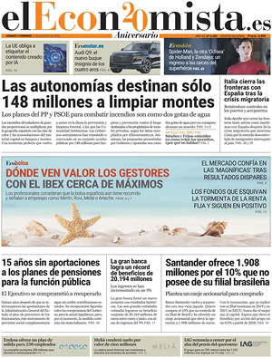 Prima pagina El Economista di oggi - Quotidiano finanza