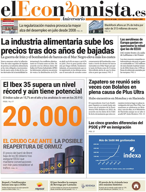 Prima pagina El Economista di oggi - Quotidiano finanza