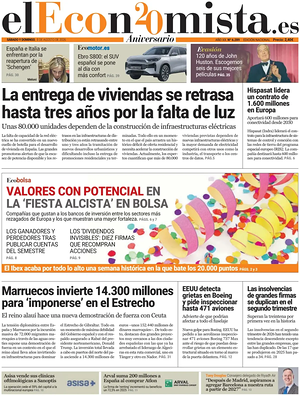 Prima pagina El Economista di oggi - Quotidiano finanza