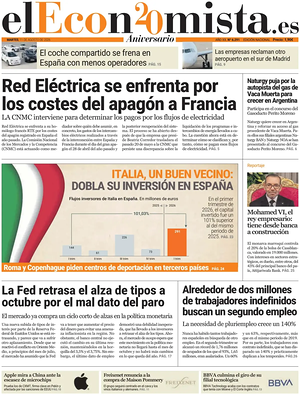 Prima pagina El Economista di oggi - Quotidiano finanza