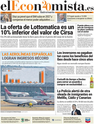 Prima pagina El Economista di oggi - Quotidiano finanza