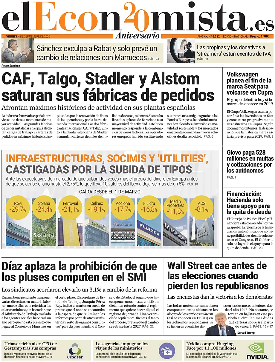 Prima pagina El Economista di oggi - Edicola 4 Settembre 2026