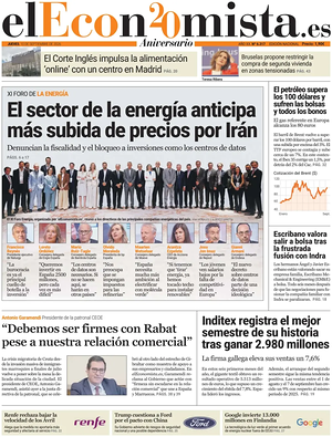 Prima pagina El Economista di oggi - Quotidiano finanza