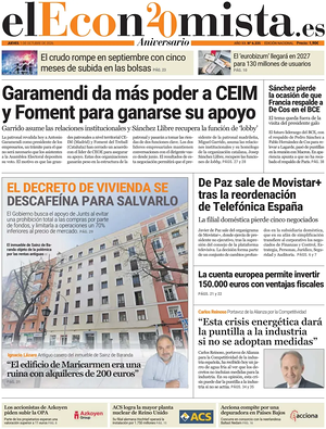 Prima pagina El Economista di oggi - Quotidiano finanza