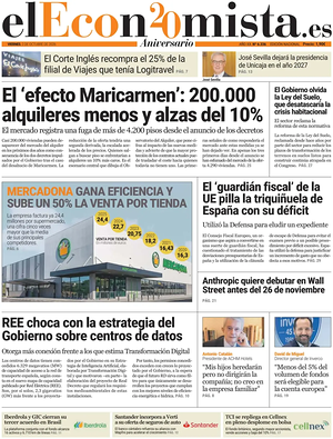 Prima pagina El Economista di oggi - Quotidiano finanza