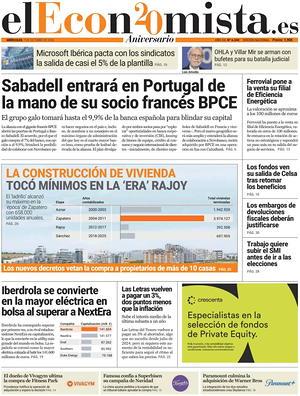 Prima pagina El Economista di oggi - Quotidiano finanza
