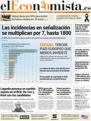 Prima pagina El Economista di oggi - Quotidiano finanza