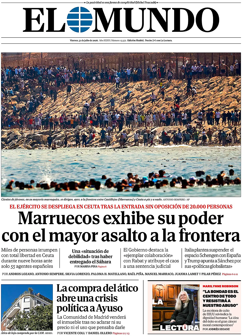Portada El Mundo de hoy - Quiosco 31 julio 2026
