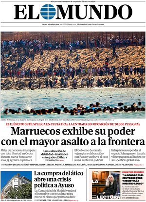 Prima pagina El Mundo di oggi - Quotidiano nacional