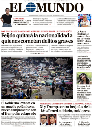 Prima pagina El Mundo di oggi - Quotidiano nacional