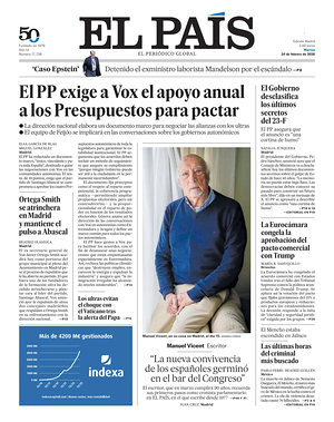 Prima pagina El País di oggi - Quotidiano estero