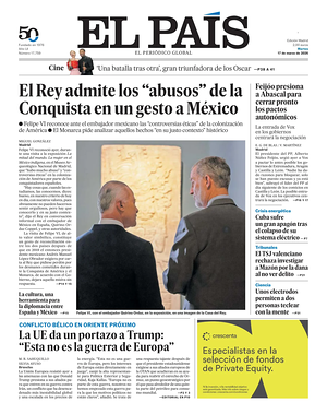 Prima pagina El País di oggi - Quotidiano estero