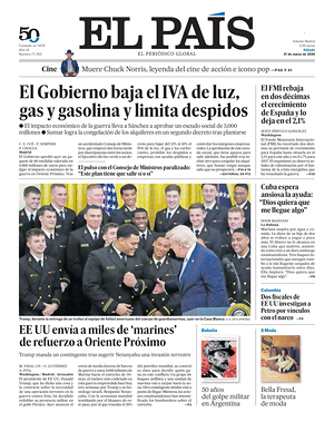 Prima pagina El País di oggi - Quotidiano estero