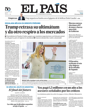 Prima pagina El País di oggi - Quotidiano estero
