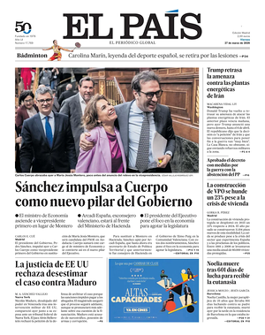 Prima pagina El País di oggi - Quotidiano estero