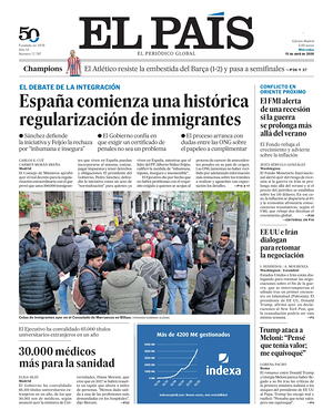 Prima pagina El País di oggi - Quotidiano estero