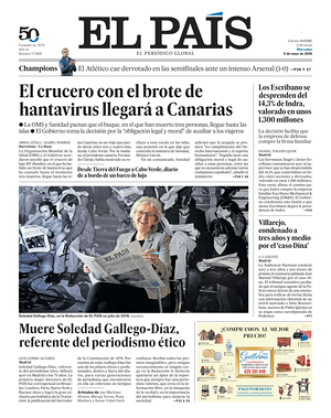 Prima pagina El País di oggi - Quotidiano estero