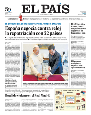 Prima pagina El País di oggi - Quotidiano estero