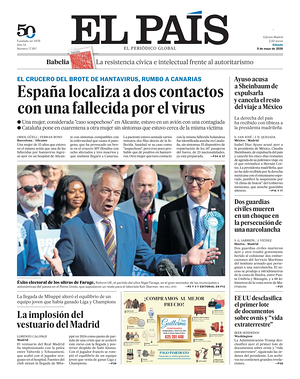 Prima pagina El País di oggi - Quotidiano estero