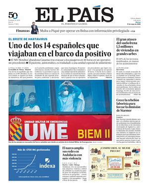 Prima pagina El País di oggi - Quotidiano estero