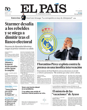 Prima pagina El País di oggi - Quotidiano estero