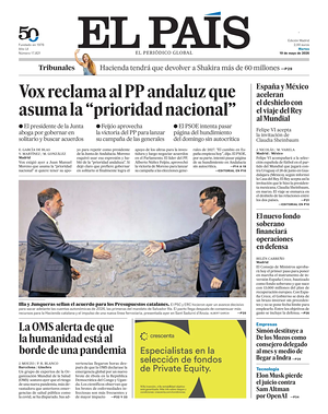 Prima pagina El País di oggi - Quotidiano estero