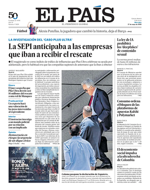 Prima pagina El País di oggi - Quotidiano estero
