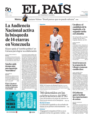 Prima pagina El País di oggi - Quotidiano estero