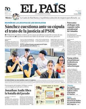 Prima pagina El País di oggi - Quotidiano estero