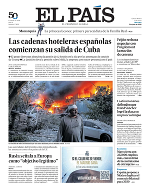 Prima pagina El País di oggi - Quotidiano estero