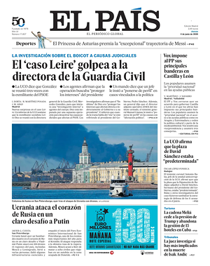 Prima pagina El País di oggi - Quotidiano estero