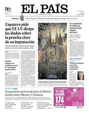 Prima pagina El País di oggi - Quotidiano estero