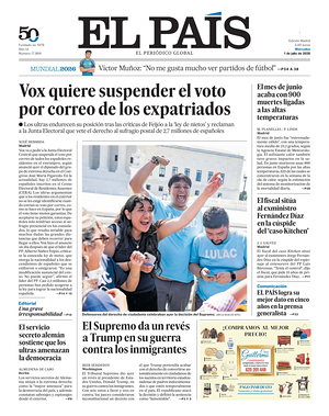 Prima pagina El País di oggi - Quotidiano estero