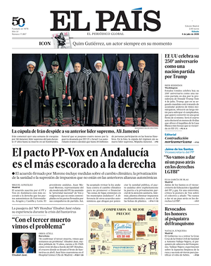 Prima pagina El País di oggi - Quotidiano estero