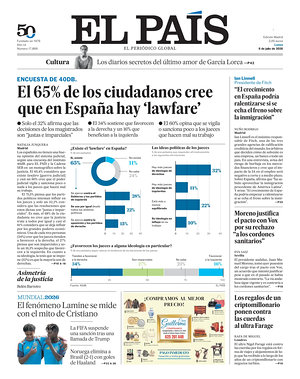 Prima pagina El País di oggi - Quotidiano estero