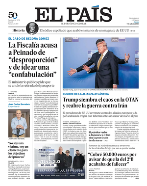 Prima pagina El País di oggi - Quotidiano estero