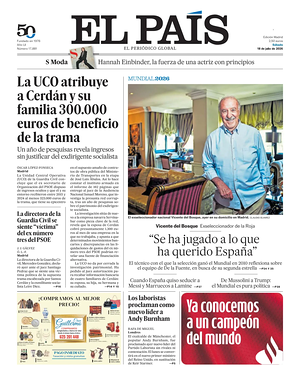 Prima pagina El País di oggi - Quotidiano estero