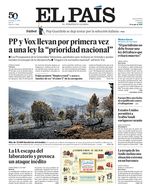 Prima pagina El País di oggi - Quotidiano estero