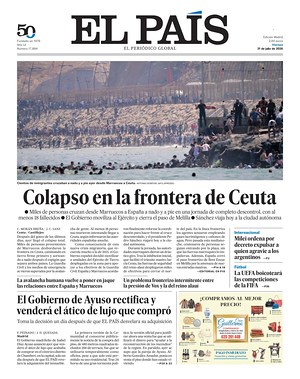 Prima pagina El País di oggi - Quotidiano estero
