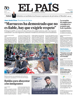 Prima pagina El País di oggi - Quotidiano estero