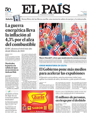 Prima pagina El País di oggi - Quotidiano estero