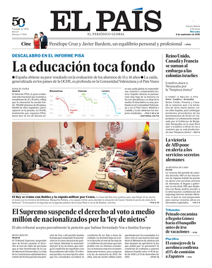 Prima pagina El País di oggi - Quotidiano estero