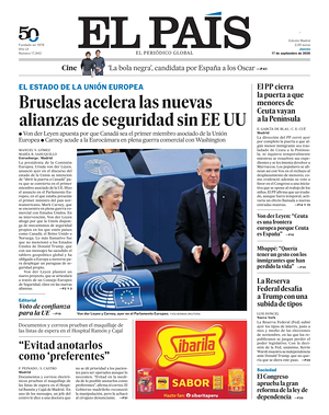 Prima pagina El País di oggi - Quotidiano estero