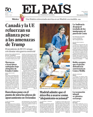 Prima pagina El País di oggi - Quotidiano estero